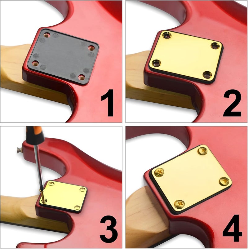 MAXCHEER Electric Bass Guitar Neck plate Guitar Neck Joint Connecting Strengthen Plate Guitar Parts (Gold) - Image 2